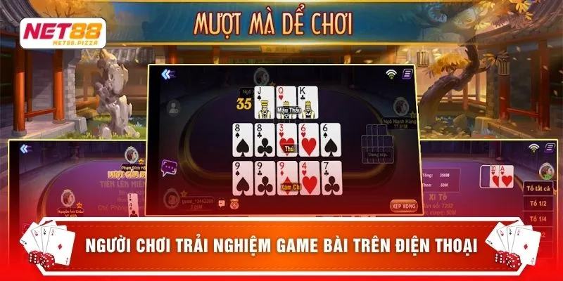 Người chơi trải nghiệm game bài trên điện thoại